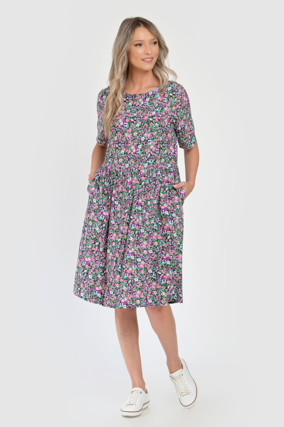 Rochie Medie V287, cu model Floral - 2 | YEO